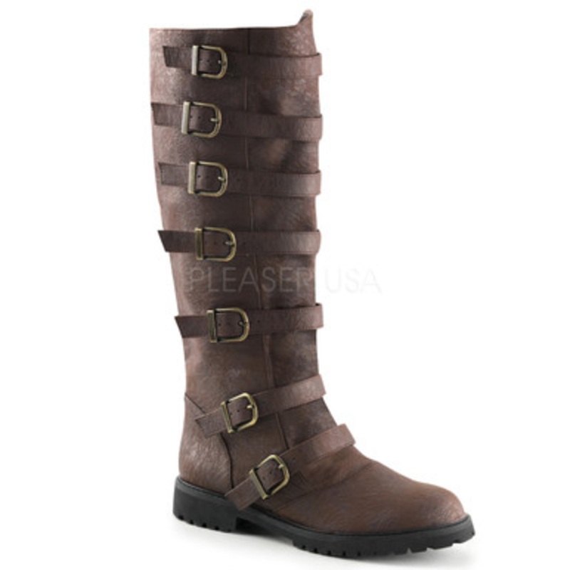 Men's Distressed Gotham Boots with Buckle Straps White and Red 2 Wide