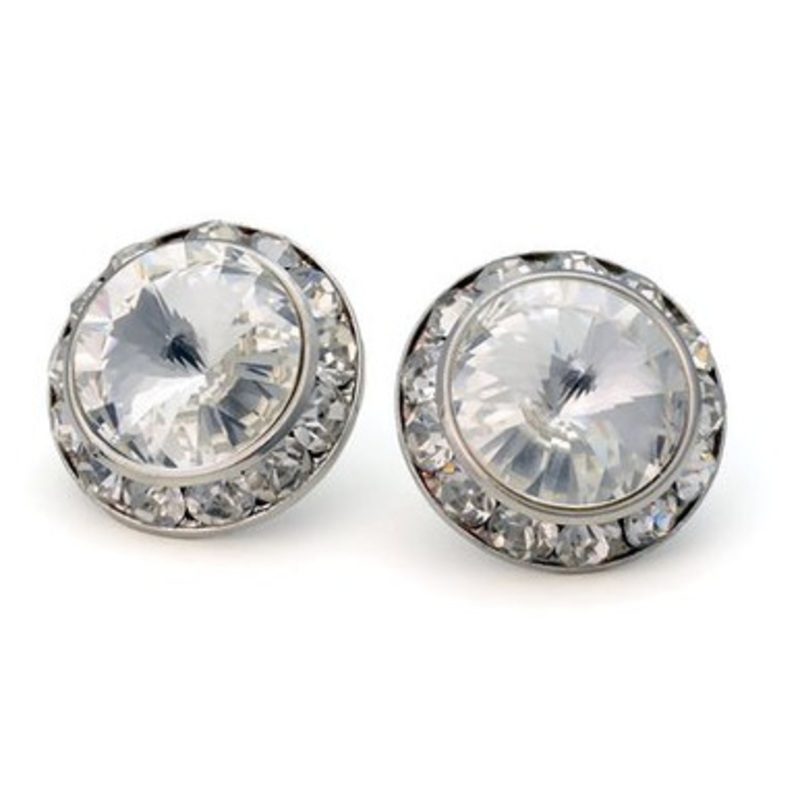 Performance Earring 15mm Clipped With Swarovski Crystal(JECRY15C)