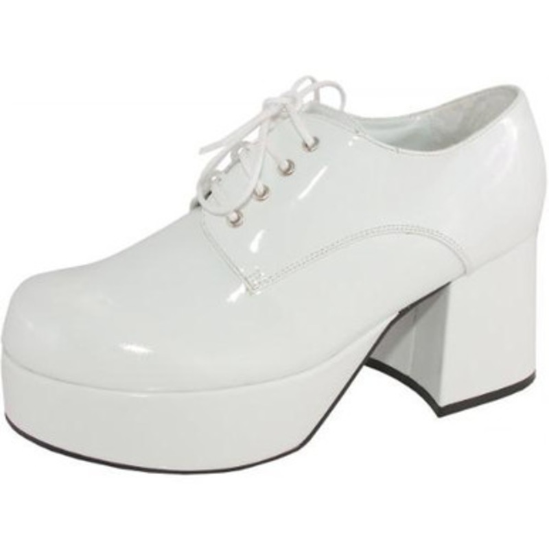 Pimp Shoes Men's 3" Platform Disco Shoe - White 2 Wide