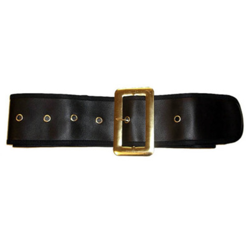 Pirate Belt or Santa Belt 4" Black with Gold Buckle