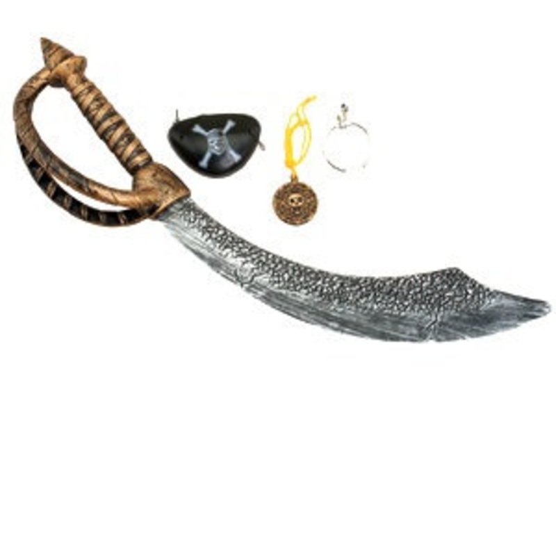 Pirate Play Set w/ Sword, Eye Patch, Earring & Doubloon