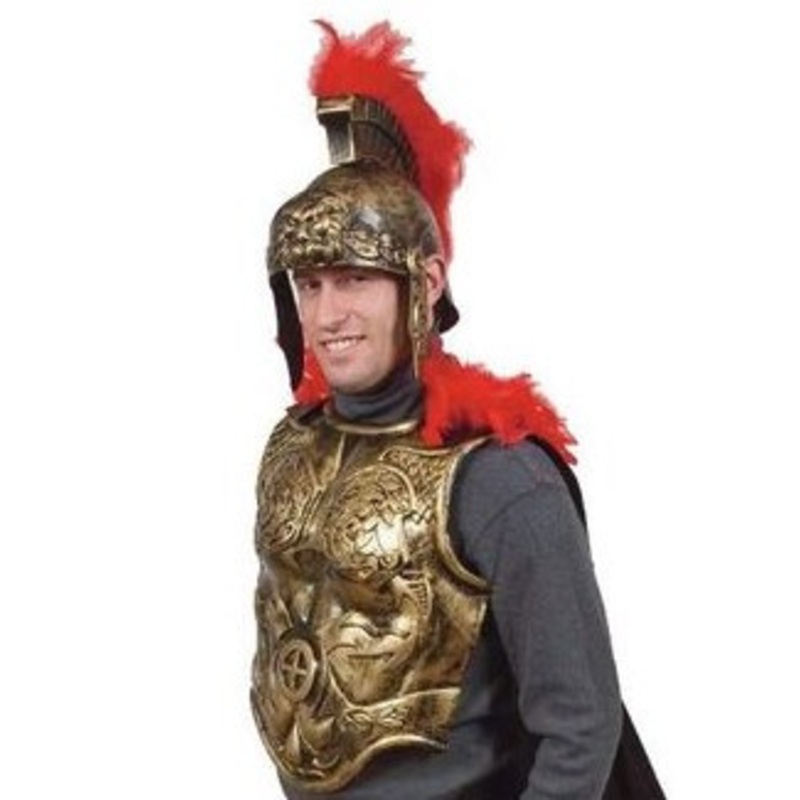 Roman Chest Plate with Black and Red Cape