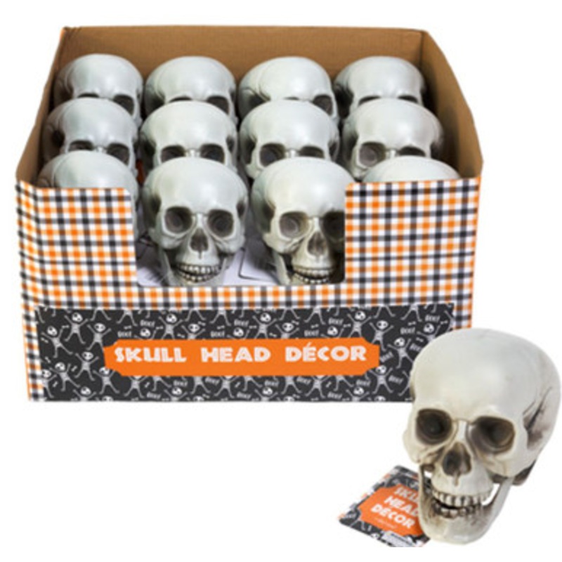 SKULL HEAD PLASTIC 4IN DECOR