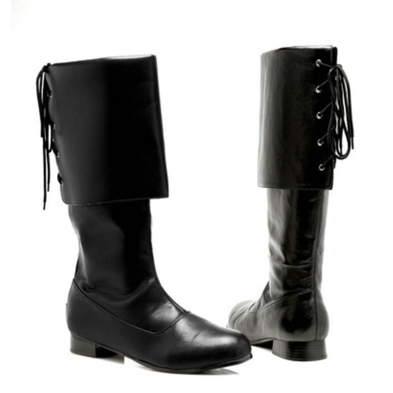 Sparrow Men's Pirate Boots 1" Heel Black 2 Wide