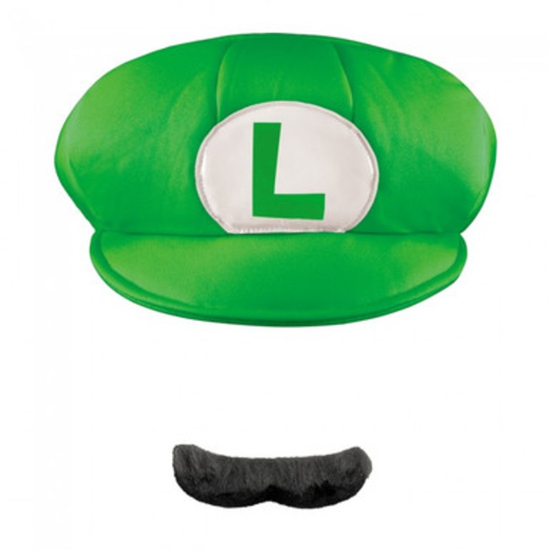 Super Mario Brothers Luigi Hat & Moustache Licensed Adult Kit