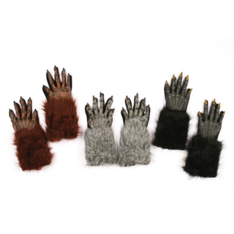 Werewolf Gloves 15" from Finger Tip to End of Fur Black