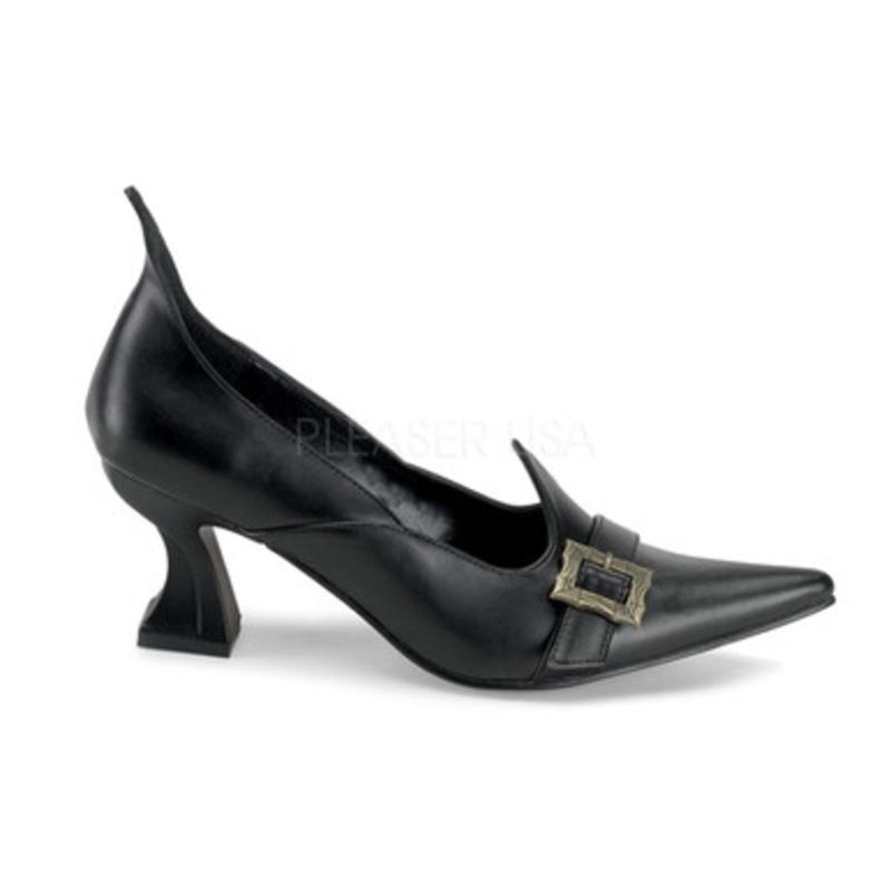 Witch Shoe 2 1/2" Heel Black Matte Pump 2 Wide