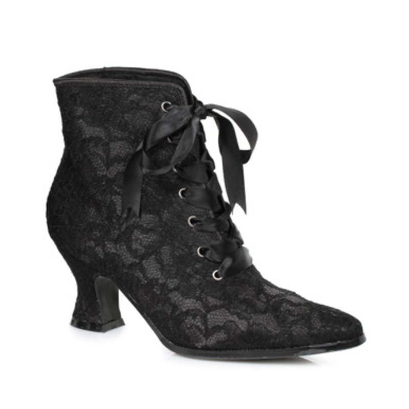 253-Elizabeth 2.5 Inch Lace Ankle Boots Ladies 12 Black