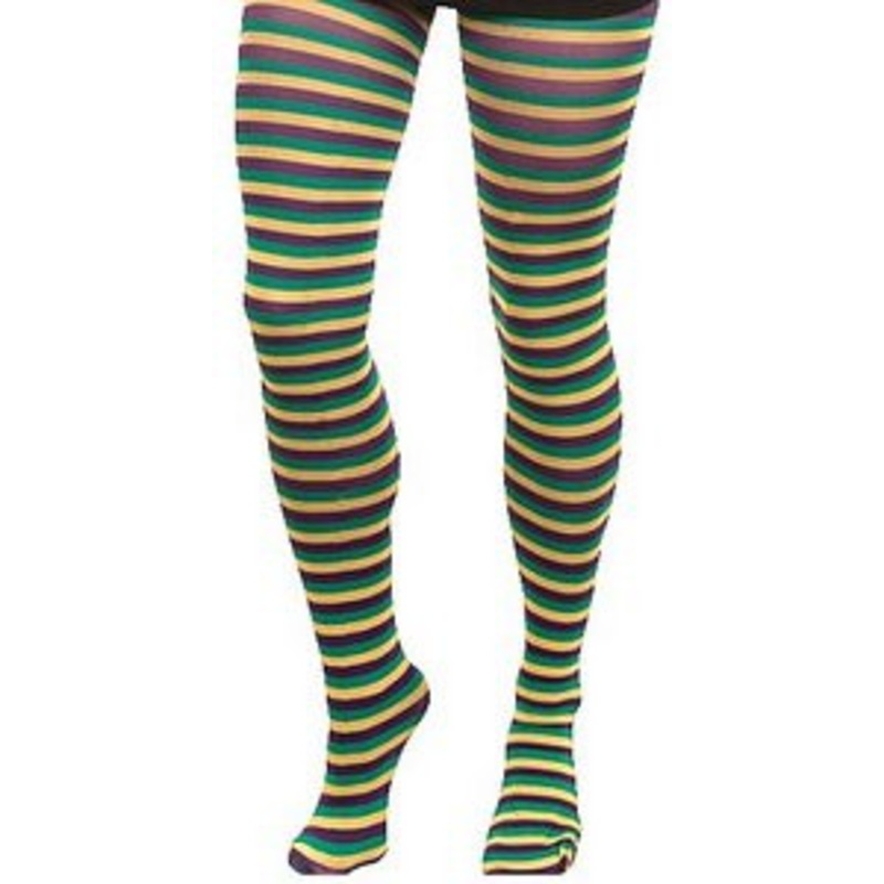 3-Color Striped Mardi Gras Tights