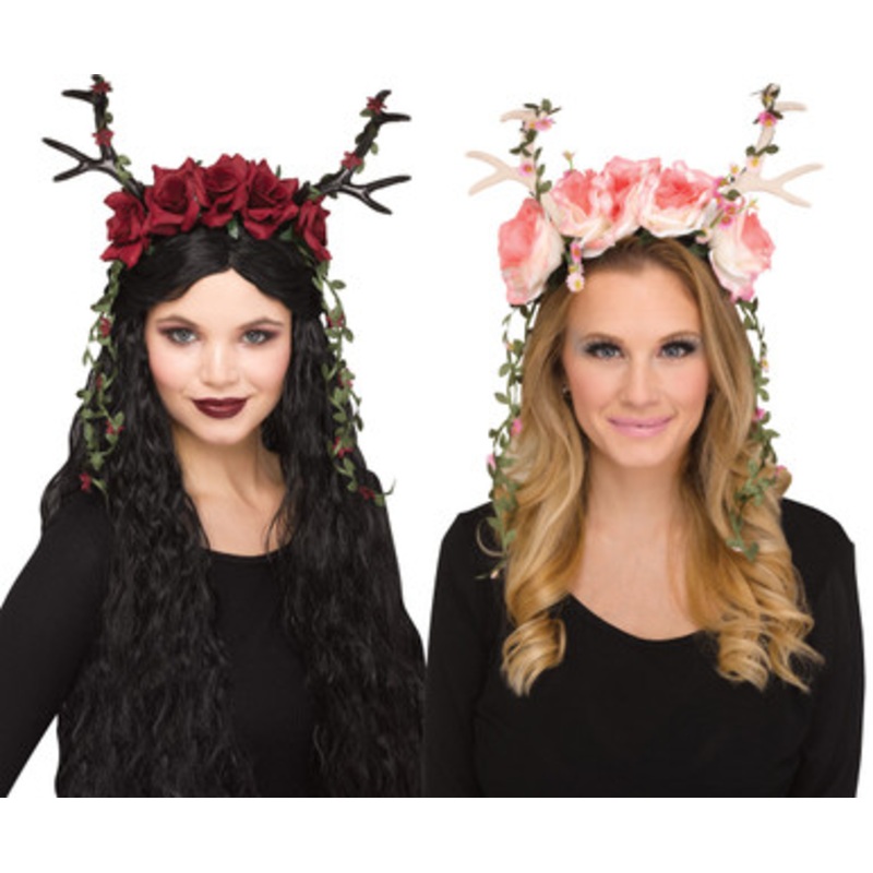 Faun Fantasy Headpiece With Flowers Patchwork