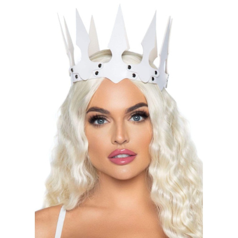 Faux Leather Spiked Crown Black