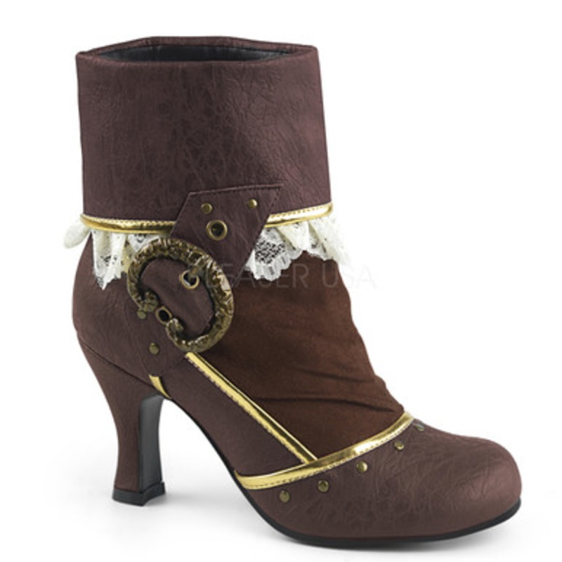 Ladies Round Toe Cuffed Ankle Boot 3" Side Zip  2 Wide White and Red