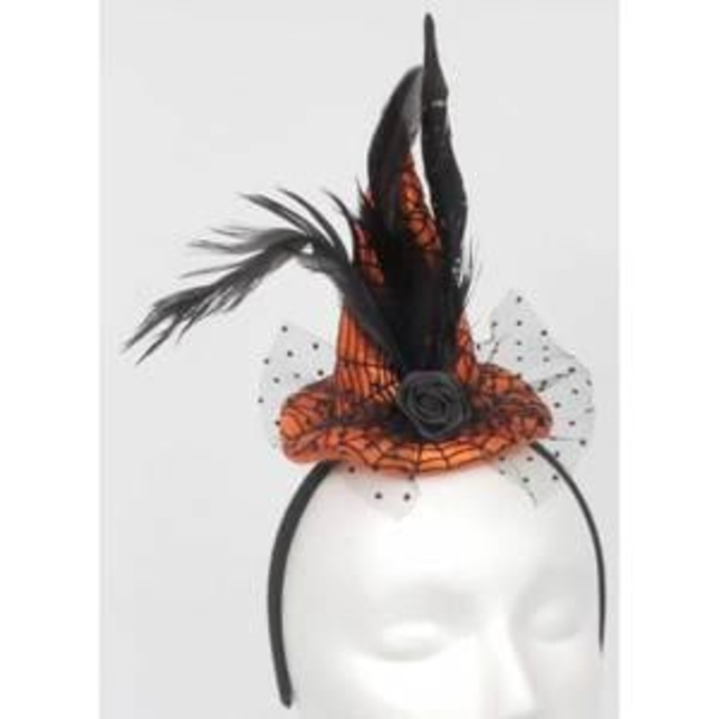 Mini Web Witch Hat w/Headband Lime Green