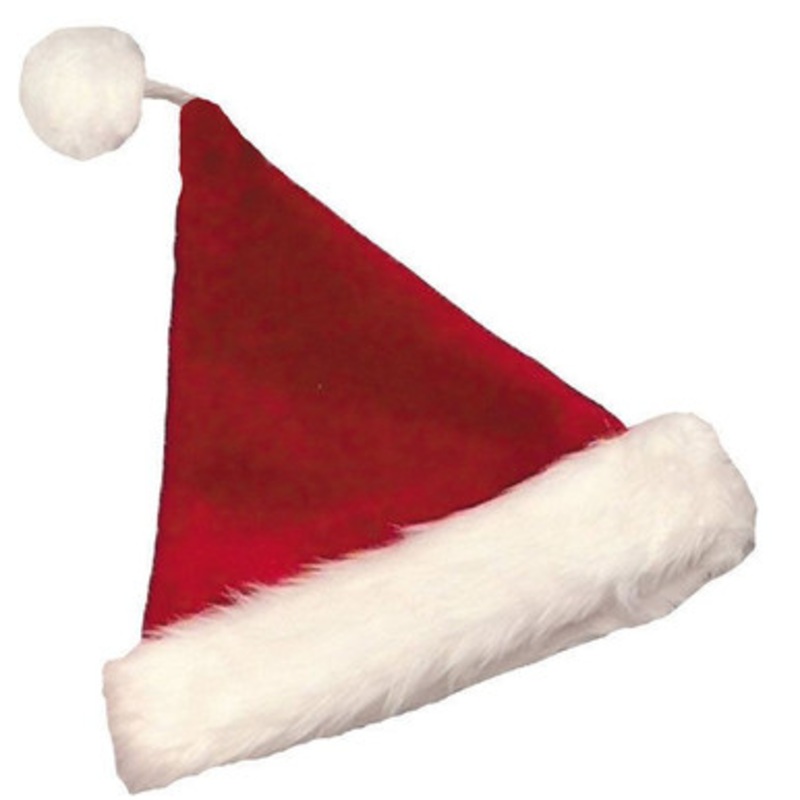 Plush Santa Hat with Fur Trim White
