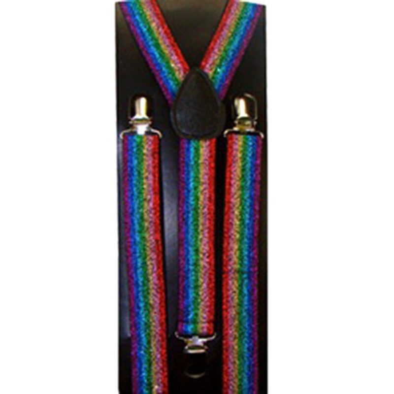 Rainbow Glitter Stripe Suspenders