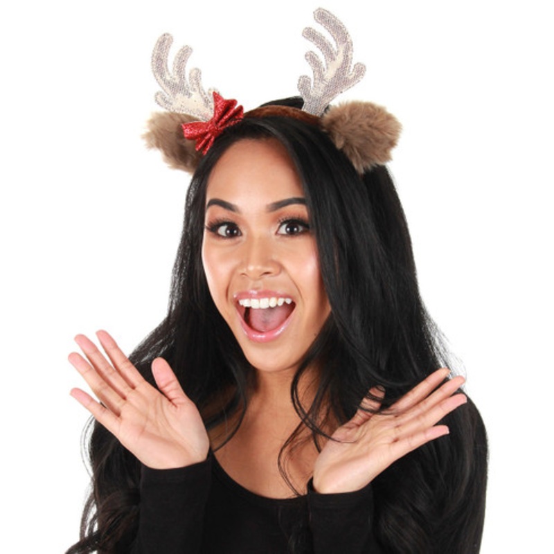 Reindeer Glitter Bow Headband