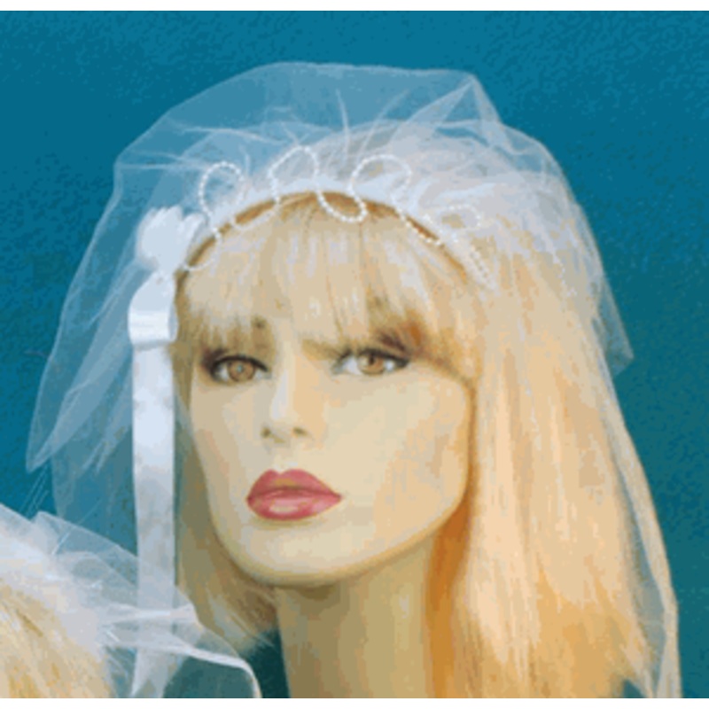 White Headband w/Pearls & Veil