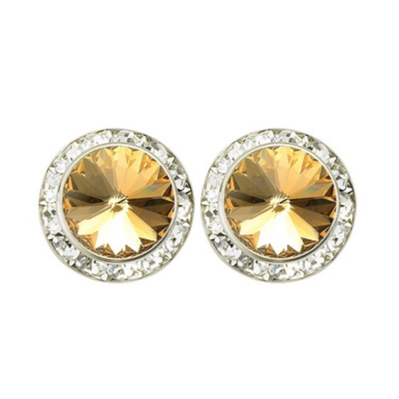 15mm Performance Earrings - Light Colorado Topaz Pierced - Starlight Crystal