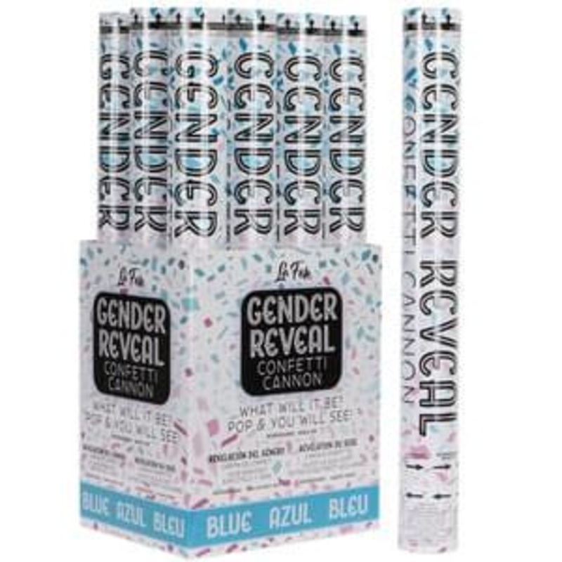 18" Blue Gendeer Reveal Confetti Cannon