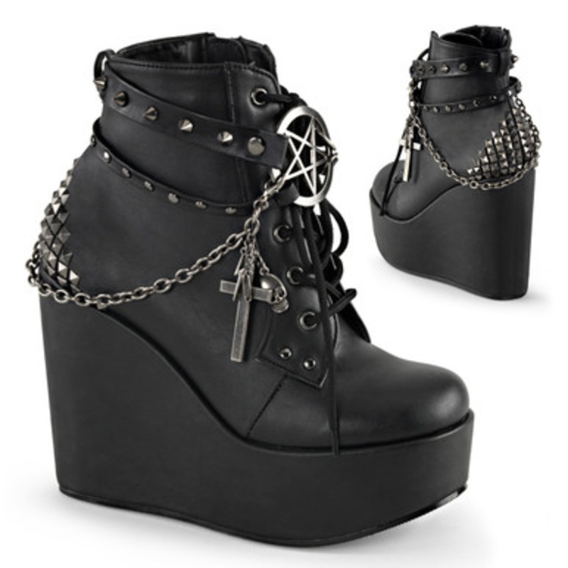 5" (12.7cm) Wedge Platform Lace-Up Front Ankle Bootie Ladies 10