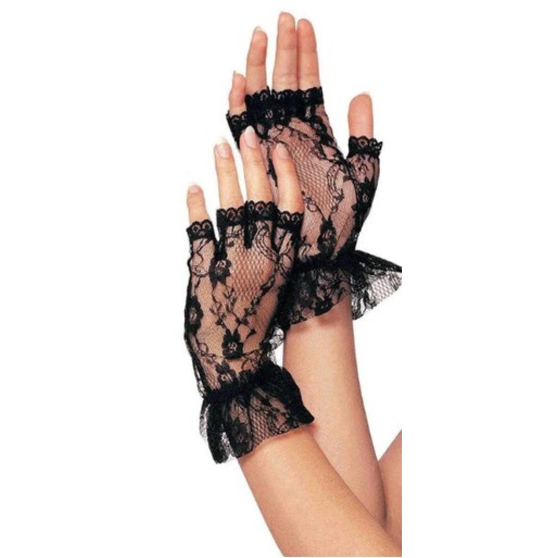 Fingerless Black Lace Gloves