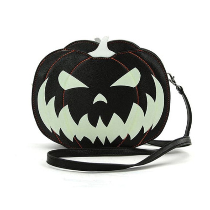 Glow In The Dark Jack O Lantern Pumpkin Crossbody Bag In Vinyl