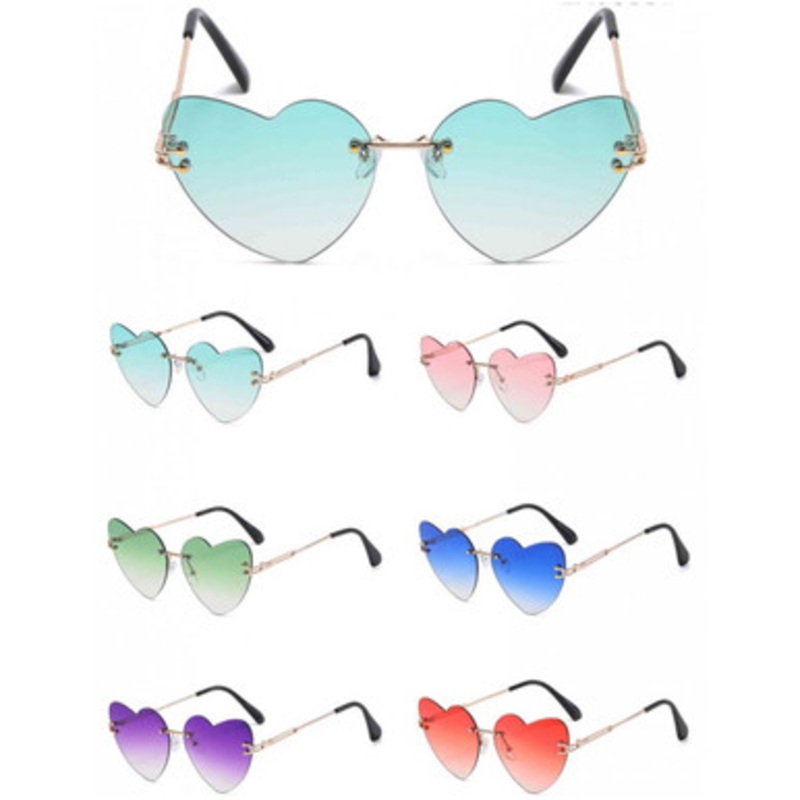 Heart Shape Sunglasses Frameless Blue
