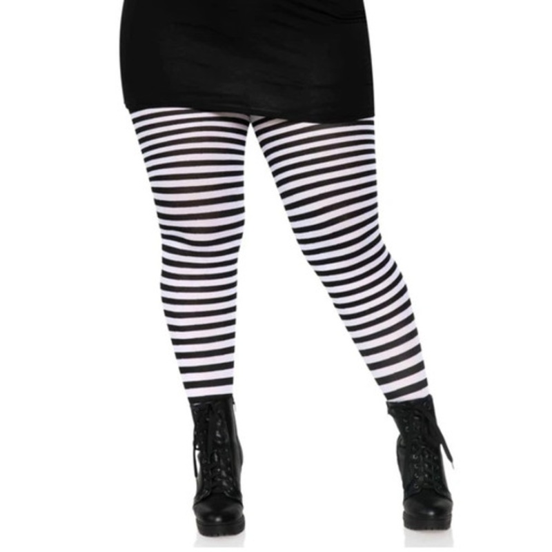 Leg Avenue Plus Jada Striped Women's Tights Black & Fuchsia Women's 16-20 Dress Size