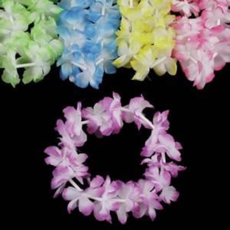 Luau Flower Headband Leis Pink