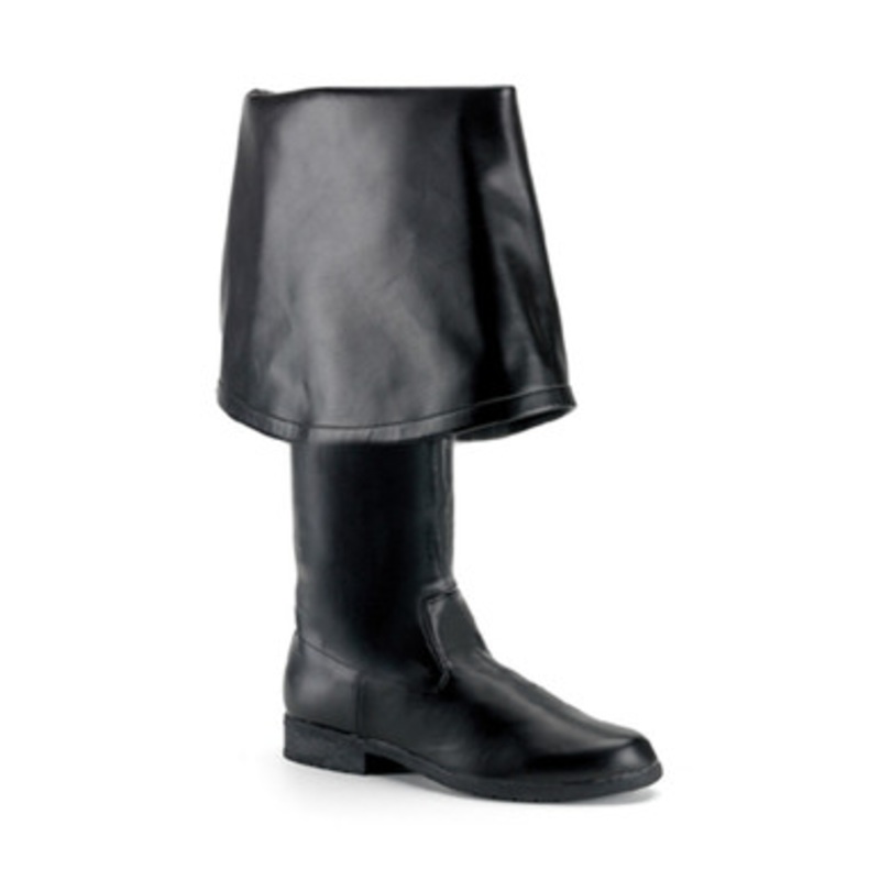 Men's Pirate Boot Bell Cuff 1.5 inch Heel Faux Leather White and Red Size 10