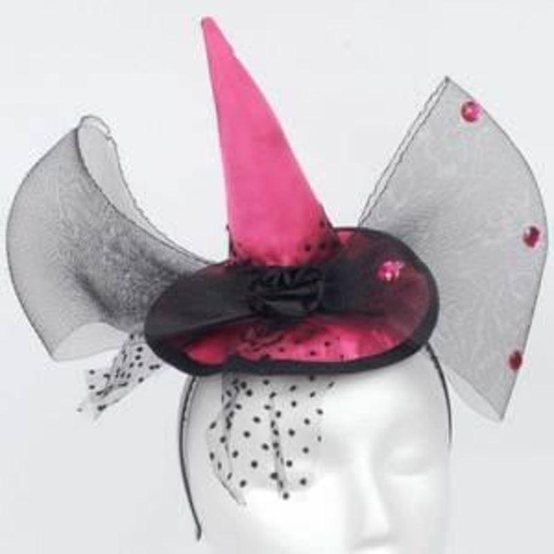 Mini Pink Bow Witch Hat Headband