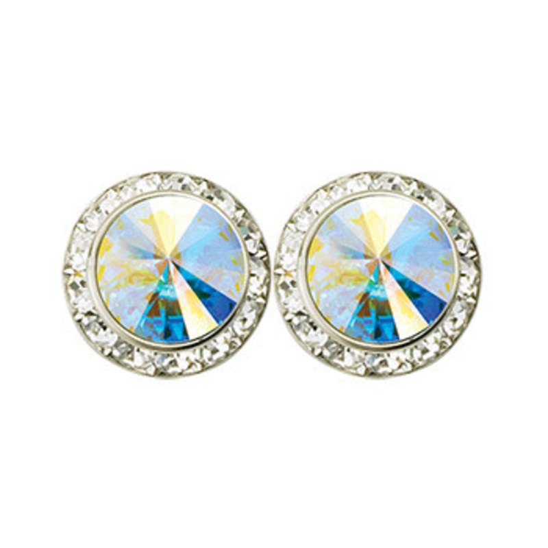 Performance Earring 11mm Pierced With Swarovski Crystal AB