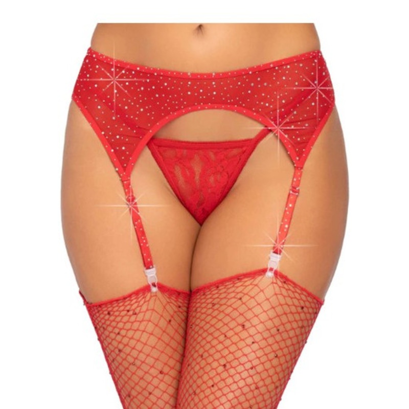 Roxy Rhinestone Garter Belt Black