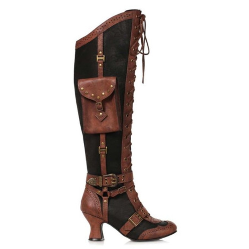254-Ingrid  2.5" Heel Steampunk Brown Boot Ladies 7