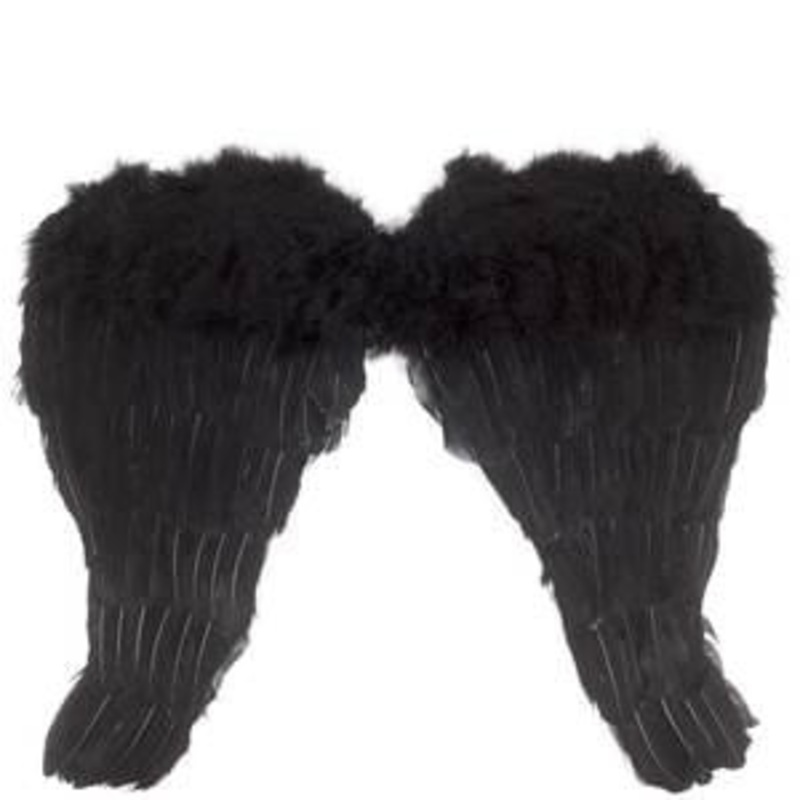 Angel Wings 14" Black Feathers