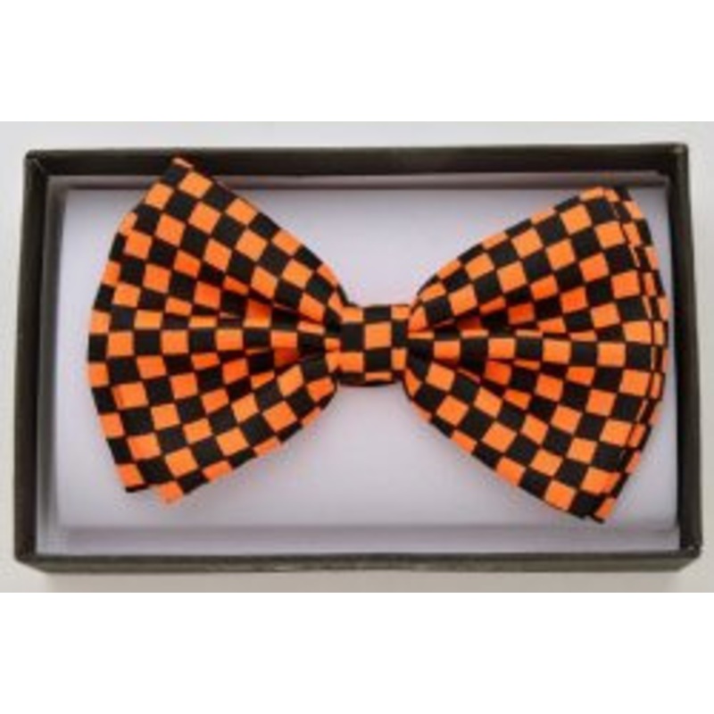 Black and Orange Checkered Bowtie