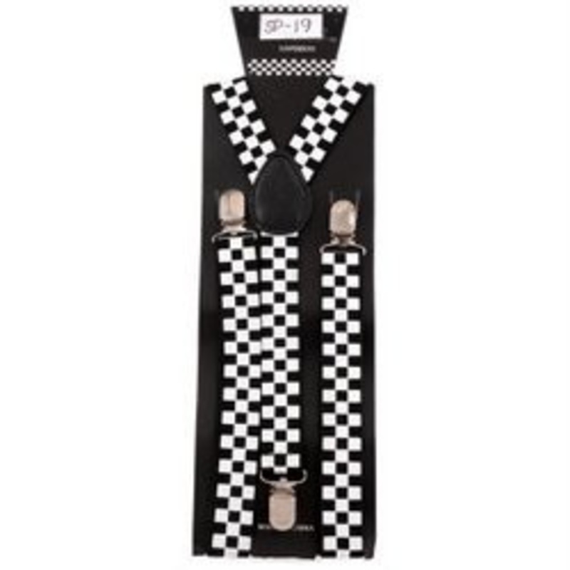 Black and White Checker print suspenders