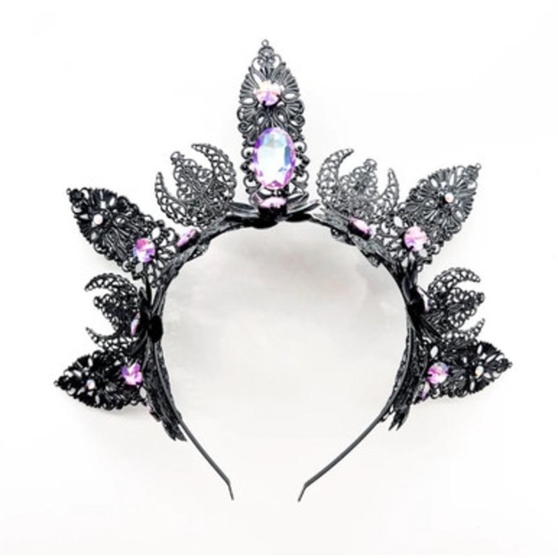 Black Halo Crown with AB Rainbowed  Crystal Jewels