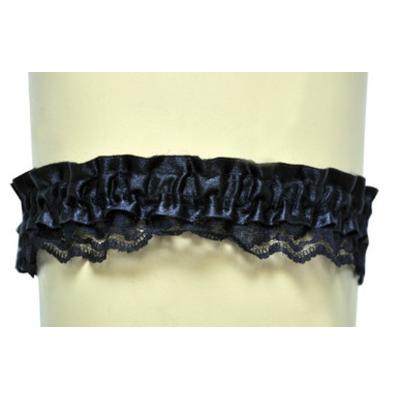 Black Satin Lace Garter