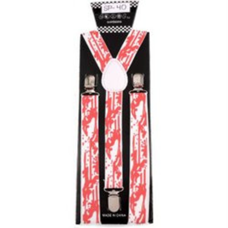 Blood spatter designs suspenders, with clips