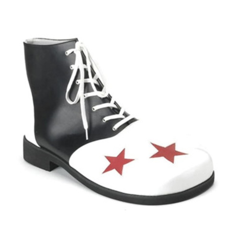 Clown Shoe - Adult - Black and White Pu with Red Stars