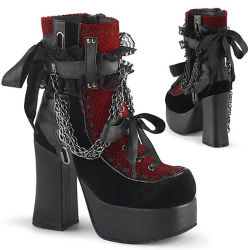 Demonia Charade 2" PF Goth Punk Lolita Corset Lace Up Knee Boot 2 Wide
