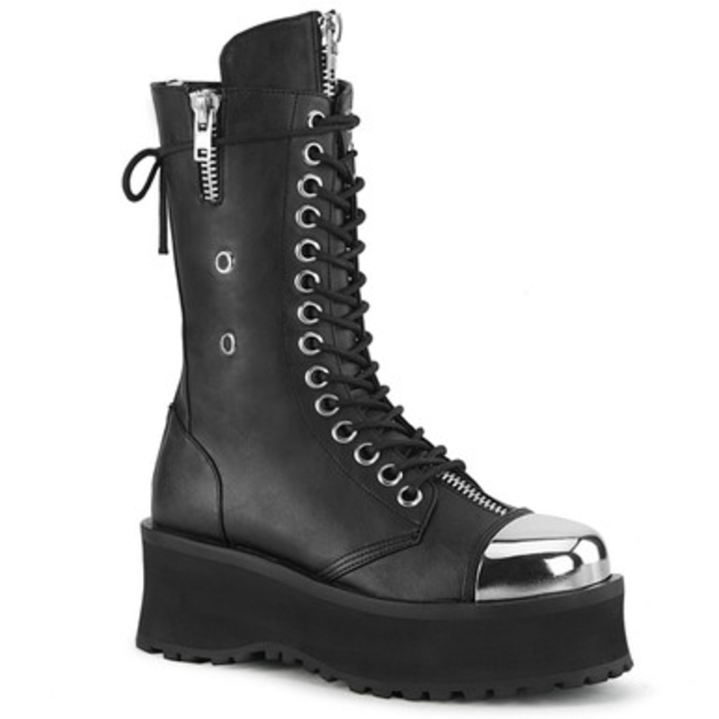 Demonia Gravedigger Black Vegan Leather 2 3/4" Boot 2 Wide