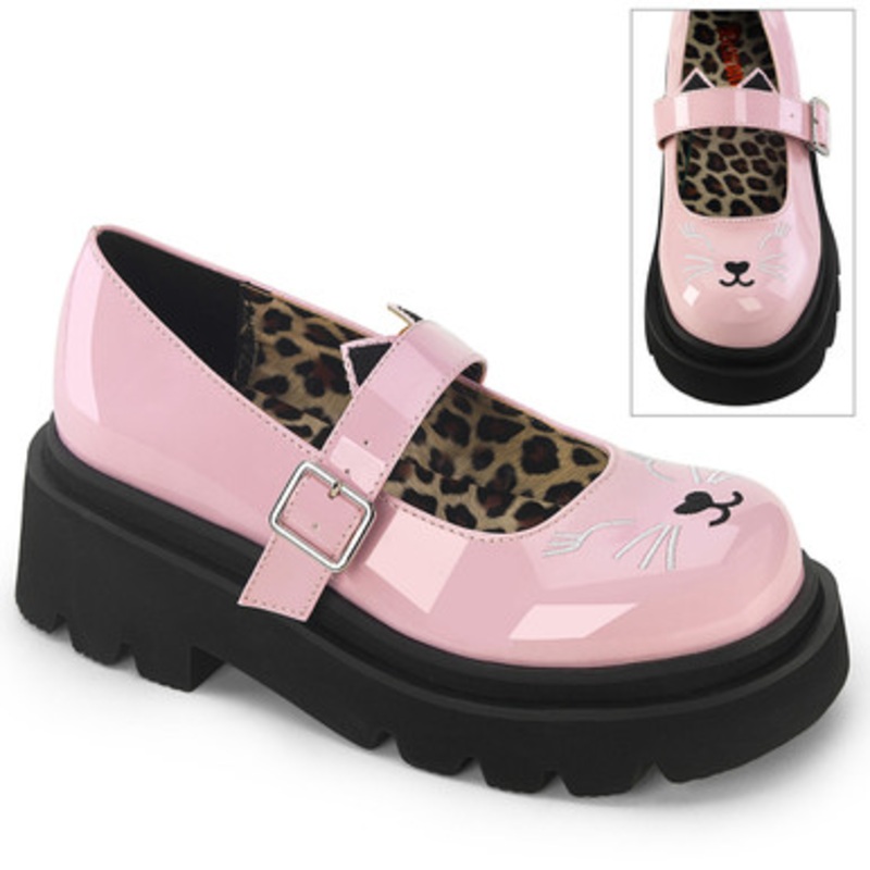 Demonia Renegade Baby Pink Plateform Mary Jane Shoe 2 Wide