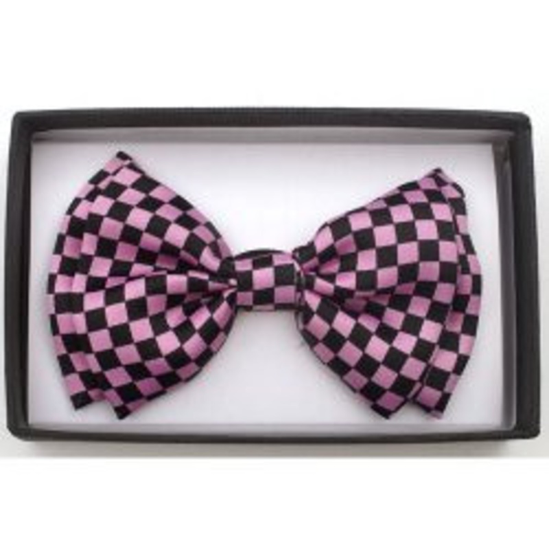 Hot Pinkand Black Checkered Bowtie