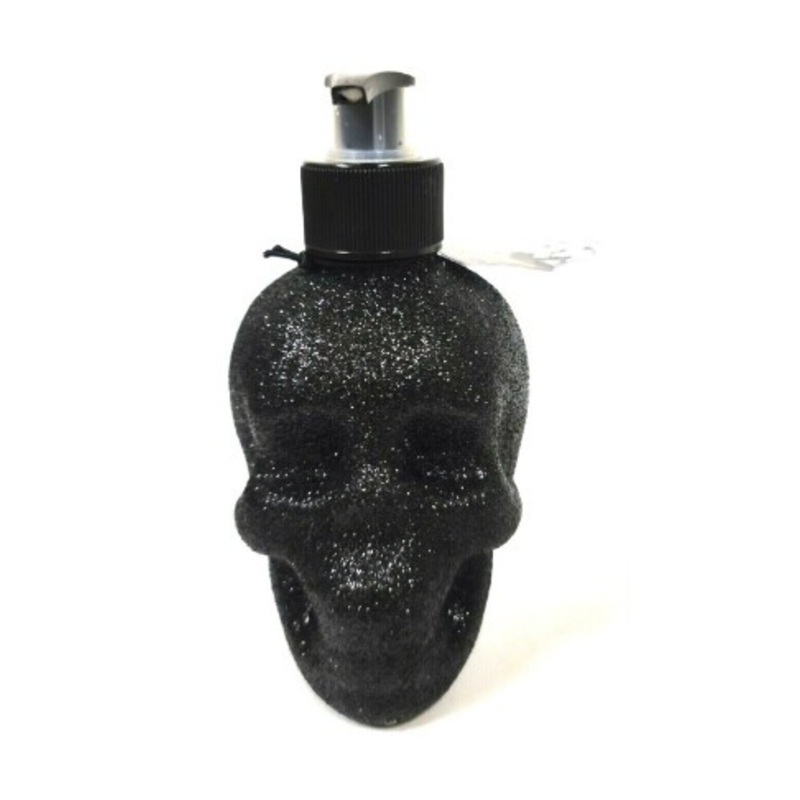 SPARKLING BLACK SPOOKY SKULL CRUSHED COOKIES,REFILLABLE HAND SOAP DISPENSER-10 OZ