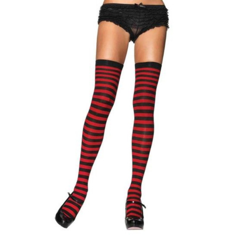 Striped Nylon Thigh Highs Tights