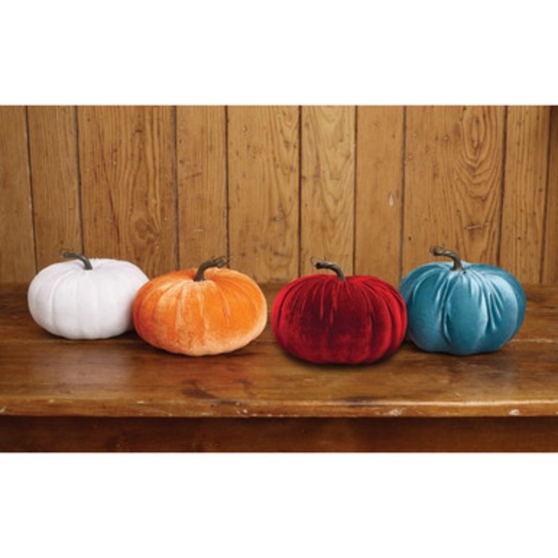 Stuffed 7 Velour Pumpkin Burgundy