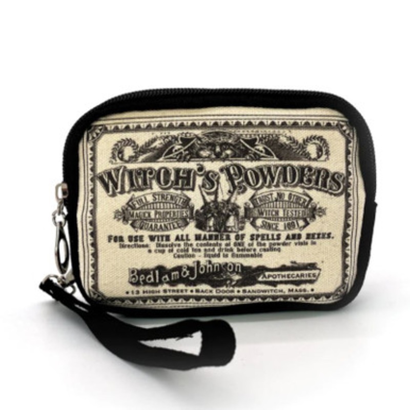 Vintage Print - Witch's Powder Wristlet In Canvas Fabric