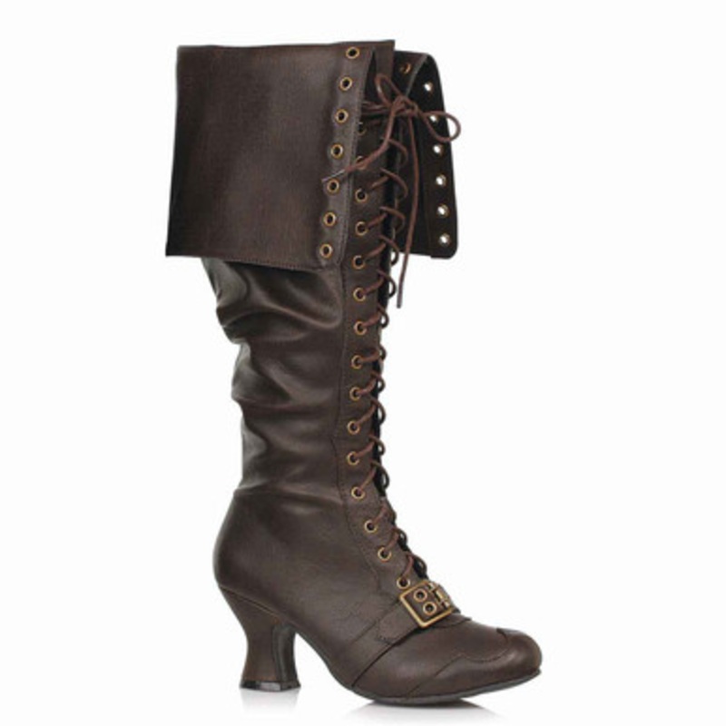 2.5" Women's Fold Over Victorian Boot Brown Size 6